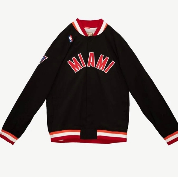 Men's Black Miami Heat  Authentic Full-Snap Warmup Jacket - Picture 4 of 9